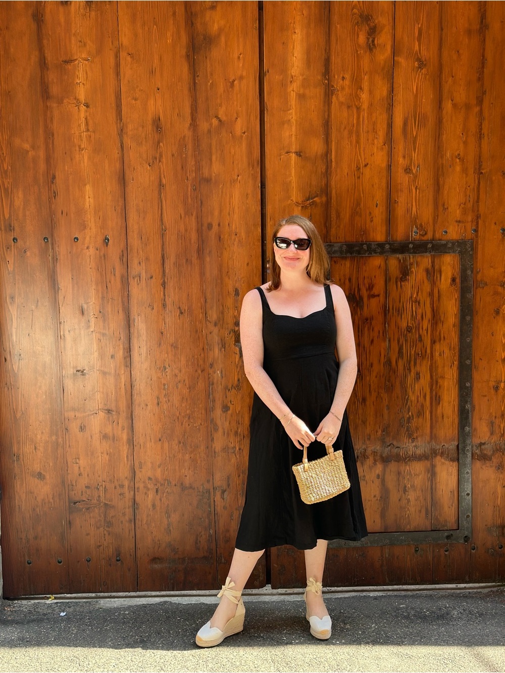 Old Navy Black linen Midi Dress with Wide Straps